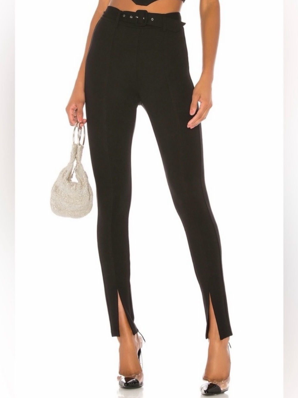 h:ours Allison Belted Leggings Black High Waisted XXS